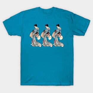 Three Little Maids Blue - Japanese Woodcut Inspired T-Shirt